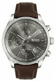 Buy Shop Hugo Boss Grand Prix Grey Dial Brown Leather Strap Watch for Men - 1513476 USA Online