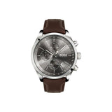 Buy Shop Hugo Boss Grand Prix Grey Dial Brown Leather Strap Watch for Men - 1513476 USA Online