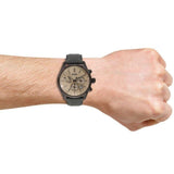 Buy Shop Hugo Boss Grand Prix Silver Dial Grey Leather Strap Watch for Men - 1513603 USA Online