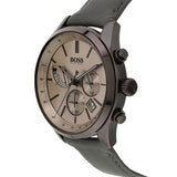 Buy Shop Hugo Boss Grand Prix Silver Dial Grey Leather Strap Watch for Men - 1513603 USA Online