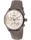 Buy Shop Hugo Boss Grand Prix Silver Dial Grey Leather Strap Watch for Men - 1513603 USA Online