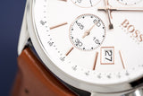 Buy Shop Hugo Boss Grand Prix White Dial Brown Leather Strap Watch for Men - 1513475 USA Online