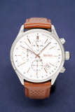 Buy Shop Hugo Boss Grand Prix White Dial Brown Leather Strap Watch for Men - 1513475 USA Online
