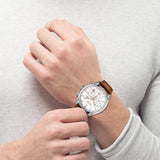 Buy Shop Hugo Boss Grand Prix White Dial Brown Leather Strap Watch for Men - 1513475 USA Online