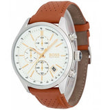 Buy Shop Hugo Boss Grand Prix White Dial Brown Leather Strap Watch for Men - 1513475 USA Online