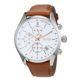 Buy Shop Hugo Boss Grand Prix White Dial Brown Leather Strap Watch for Men - 1513475 USA Online