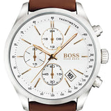 Buy Shop Hugo Boss Grand Prix White Dial Brown Leather Strap Watch for Men - 1513475 USA Online