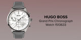 Buy Shop Hugo Boss Grand Prix White Dial Grey Leather Strap Watch for Men - 1513633 USA Online