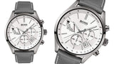 Buy Shop Hugo Boss Grand Prix White Dial Grey Leather Strap Watch for Men - 1513633 USA Online