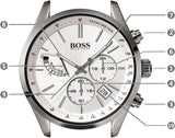 Buy Shop Hugo Boss Grand Prix White Dial Grey Leather Strap Watch for Men - 1513633 USA Online