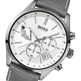 Buy Shop Hugo Boss Grand Prix White Dial Grey Leather Strap Watch for Men - 1513633 USA Online