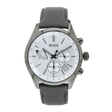Buy Shop Hugo Boss Grand Prix White Dial Grey Leather Strap Watch for Men - 1513633 USA Online