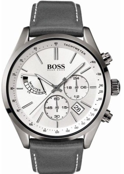 Buy Shop Hugo Boss Grand Prix White Dial Grey Leather Strap Watch for Men - 1513633 USA Online