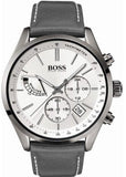 Buy Shop Hugo Boss Grand Prix White Dial Grey Leather Strap Watch for Men - 1513633 USA Online