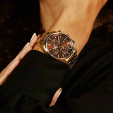 Buy Shop Hugo Boss Grand Tour Chronograph Brown Dial Gold Steel Strap Watch for Women - 1502770 USA Online
