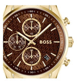 Buy Shop Hugo Boss Grand Tour Chronograph Brown Dial Gold Steel Strap Watch for Women - 1502770 USA Online