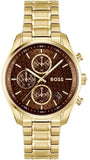 Buy Shop Hugo Boss Grand Tour Chronograph Brown Dial Gold Steel Strap Watch for Women - 1502770 USA Online