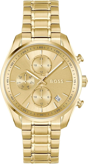 Buy Shop Hugo Boss Grand Tour Chronograph Gold Dial Gold Steel Strap Watch for Women - 1502768 USA Online
