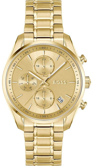 Buy Shop Hugo Boss Grand Tour Chronograph Gold Dial Gold Steel Strap Watch for Women - 1502768 USA Online