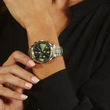 Buy Shop Hugo Boss Grand Tour Chronograph Green Dial Two Tone Steel Strap Watch for Women - 1502766 USA Online