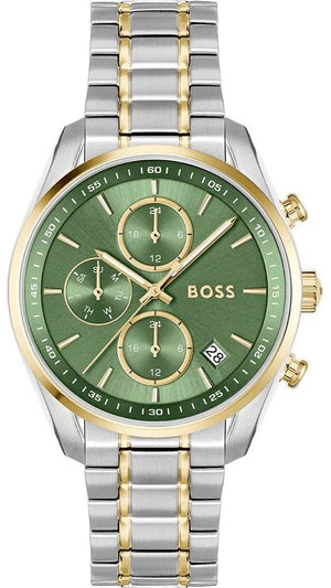 Buy Shop Hugo Boss Grand Tour Chronograph Green Dial Two Tone Steel Strap Watch for Women - 1502766 USA Online