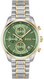 Buy Shop Hugo Boss Grand Tour Chronograph Green Dial Two Tone Steel Strap Watch for Women - 1502766 USA Online