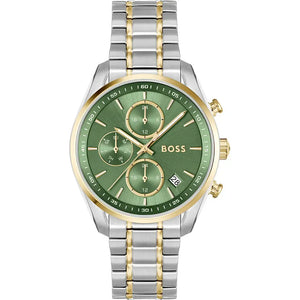 Buy Shop Hugo Boss Grand Tour Chronograph Green Dial Two Tone Steel Strap Watch for Women - 1502766 USA Online