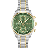 Buy Shop Hugo Boss Grand Tour Chronograph Green Dial Two Tone Steel Strap Watch for Women - 1502766 USA Online