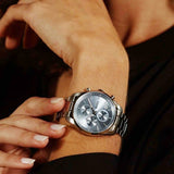 Buy Shop Hugo Boss Grand Tour Chronograph Ice Blue Dial Silver Steel Strap Watch for Women - 1502767 USA Online