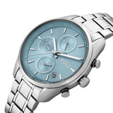 Buy Shop Hugo Boss Grand Tour Chronograph Ice Blue Dial Silver Steel Strap Watch for Women - 1502767 USA Online