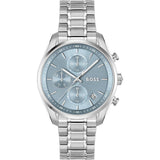 Buy Shop Hugo Boss Grand Tour Chronograph Ice Blue Dial Silver Steel Strap Watch for Women - 1502767 USA Online
