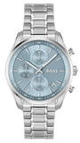 Buy Shop Hugo Boss Grand Tour Chronograph Ice Blue Dial Silver Steel Strap Watch for Women - 1502767 USA Online