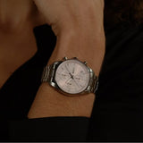 Buy Shop Hugo Boss Grand Tour Chronograph Pink Mother of Pearl Dial Silver Steel Strap Watch for Women - 1502765 USA Online