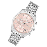 Buy Shop Hugo Boss Grand Tour Chronograph Pink Mother of Pearl Dial Silver Steel Strap Watch for Women - 1502765 USA Online