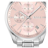 Buy Shop Hugo Boss Grand Tour Chronograph Pink Mother of Pearl Dial Silver Steel Strap Watch for Women - 1502765 USA Online