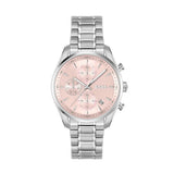 Buy Shop Hugo Boss Grand Tour Chronograph Pink Mother of Pearl Dial Silver Steel Strap Watch for Women - 1502765 USA Online