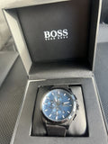 Buy Shop Hugo Boss Grandmaster Blue Dial Black Leather Strap Watch for Men - 1513883 USA Online