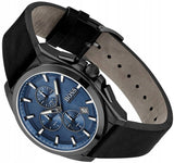 Buy Shop Hugo Boss Grandmaster Blue Dial Black Leather Strap Watch for Men - 1513883 USA Online