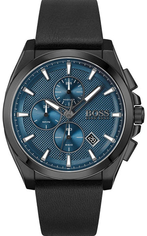 Buy Shop Hugo Boss Grandmaster Blue Dial Black Leather Strap Watch for Men - 1513883 USA Online