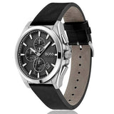 Buy Shop Hugo Boss Grandmaster Chronograph Black Dial Black Leather Strap Watch for Men - 1513881 USA Online
