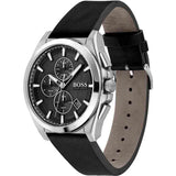 Buy Shop Hugo Boss Grandmaster Chronograph Black Dial Black Leather Strap Watch for Men - 1513881 USA Online