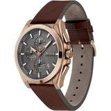 Buy Shop Hugo Boss Grandmaster Grey Dial Brown Leather Strap Watch for Men - 1513882 USA Online