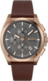Buy Shop Hugo Boss Grandmaster Grey Dial Brown Leather Strap Watch for Men - 1513882 USA Online