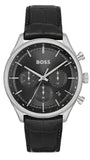 Buy Shop Hugo Boss Gregor Chronograph Black Dial Black Leather Strap Watch for Men - 1514049 USA Online