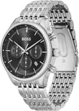 Buy Shop Hugo Boss Gregor Chronograph Black Dial Silver Steel Strap Watch For Men - 1514082 USA Online