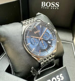 Buy Shop Hugo Boss Gregor Chronograph Blue Dial Grey Steel Strap Watch For Men - 1514083 USA Online
