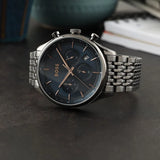 Buy Shop Hugo Boss Gregor Chronograph Blue Dial Grey Steel Strap Watch For Men - 1514083 USA Online