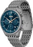 Buy Shop Hugo Boss Gregor Chronograph Blue Dial Grey Steel Strap Watch For Men - 1514083 USA Online