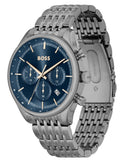 Buy Shop Hugo Boss Gregor Chronograph Blue Dial Grey Steel Strap Watch For Men - 1514083 USA Online