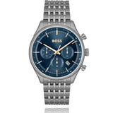 Buy Shop Hugo Boss Gregor Chronograph Blue Dial Grey Steel Strap Watch For Men - 1514083 USA Online